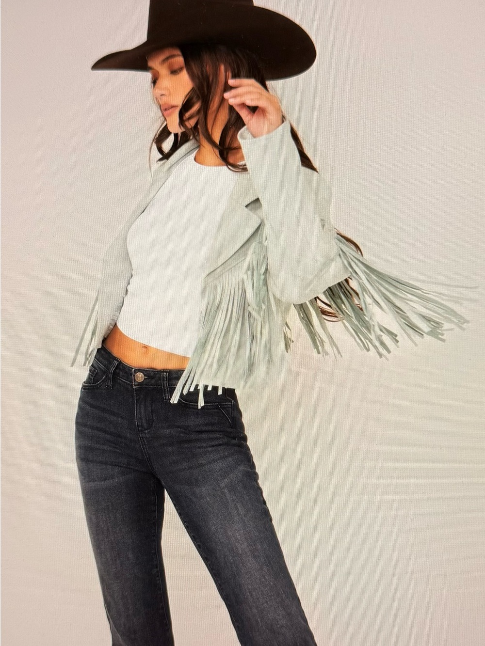 Fringe Suede Bomber Jacket - Light Sage